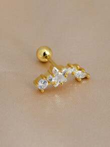 1件不锈钢耳环，镶嵌立方氧化锆，蛇形、月亮形、圆球形、弧形耳骨耳环、耳屏耳环、耳廓耳环，螺丝耳堵，新款设计 - 耳環耳釘 - 查看 4