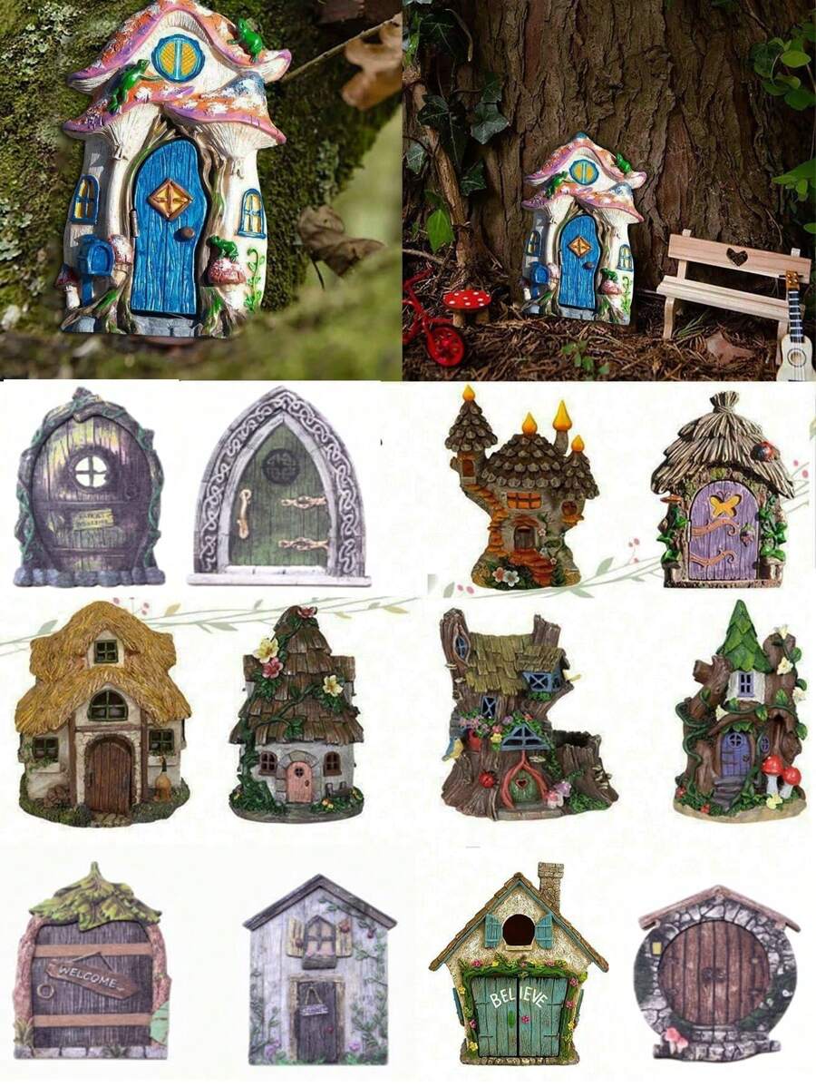 1 pezzo, Mini porta da fiaba, asse di legno piatta, decorazione in legno per alberi, per cortili e giardini, oggetti decorativi in legno creativi e carini, per scenari, festival, stanze, casa, uffici, feste a tema, decorazioni per giardino, porta in legno da fiaba; decorazione per giardino porta da fiaba; decorazione in legno per alberi nel cortile, decorazione in miniatura di folletti, decorazione micro-paesaggistica da fiaba, decorazioni per giardino