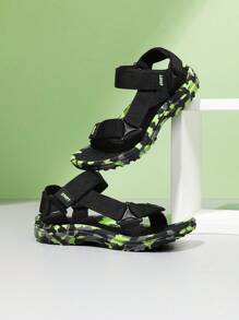 Sandalias deportivas de unicolor para niños, forro interior cómodo que reduce la fricción, ligeras y transpirables de secado rápido, suela de doble capa antideslizante, apropiadas para uso diario casual, playa y vacaciones