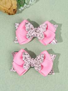 2pcs Women Hair Bow Clips With Sparkly Glitter Butterfly,Boutique Fashion Women Hair Accessories For Daily Wear Claw Clips Hair Claws Hair Barrettes - Multicolor - View 11