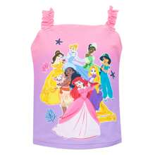 Disney Princess 4 Piece Swim Set | Girls' Rashguard, Tank Top, Bikini Bottoms And Scrunchie Collection | Kids' Swimwear - Pink - View 3