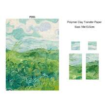 Van Gogh Monet Serie Zacht Aardewerk Speciaal Aquarel Transferpapier DIY Oorbellen Sieraden Kleuren Stickers Polymeer Klei Gereedschap