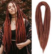 Extensiones de rastas de 24 pulgadas con 10 hebras, rectas, delgadas de 0,6 cm, sintéticas hechas a mano, pelo reggae peinado para , suaves, para estilo hip-hop
