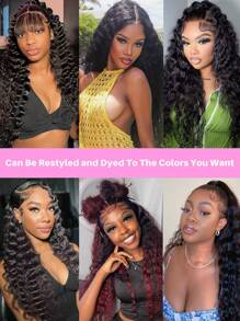 Perruques Lace Front Wigs Deep Wave en cheveux humains 13x4, perruques Lace Front Wigs transparentes en cheveux humains pré-épilés, densité 180 %, perruque Lace Front Wig Deep Wave en cheveux humains avec cheveux de bébé, ligne de cheveux naturelle
