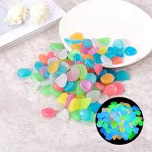 100 Pcs Glow In Dark Rocks Luminous Stone Garden Accessories Micro Landscape Fish Tank Decoration Outdoor Patio Lawn Yard Kit