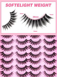 20 Pairs Natural Looking Fluffy False Eyelashes, Faux Mink Eyelashes, Cat Eye Lashes, Soft & Reusable Eyelash Strips