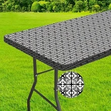 6ft Waterproof Outdoor Tablecloth With Elastic Edge - Ideal For Camping, Picnics And Garden Parties - Durable Polyester