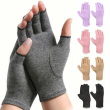 1 Paar Premium fingerlose Kompressionshandschuhe für Handpflege, Tippen, Arbeit, Sport, Gelenk-Wärme, offener Finger Handgelenkstütze, Daumen-Halbfinger-Handschuhe für Frauen & Männer