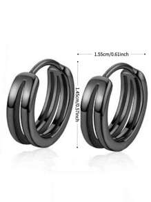 1 Pair Minimalist Double Arc Hoop Earrings, Copper Material Unisex Ear Hoops, Suitable For Daily, Vacation, Party, Suitable As Gift For Men, Couples, Birthday, Holiday, Christmas, New Year, Valentine's Day - Multicolor - View 11