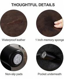 Small Foot Stool With Handle, Whisky Brown PU Leather Short Rest Rectangle Storage Foot Stools Ottoman With Plastic Legs, Padded Small Step Stool For Living Room - Brown - View 4