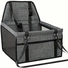 Portable Pet Car Seat For Small To Medium Dogs And Cats, Easy Assembly, Foldable Travel Carrier With Removable Safety Strap And PVC Support, Anti-Collapse, Deep Gray