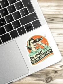 1pc Retro Sticker, Oh Look, Nobody Gives A , Gen X Sticker, Sarcastic Sticker, Funny Laptop Decal, Retro Sunset Sticker, Stickers For Tablet - Multicolor - View 7