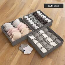 Foldable Fabric Grid Storage Box, Underwear Organizer Container For Socks, Bras, Panties, Closet Drawer Divider