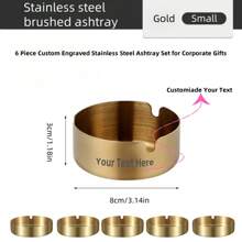 Set da 6 posacenere personalizzati in acciaio inox, incisi su misura per regali aziendali, ed eventi - con il nome della tua azienda, perfetti per matrimoni, feste al bar, caffetterie