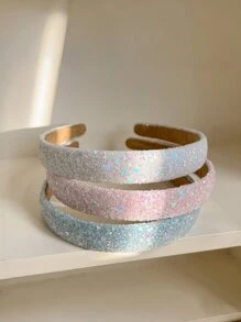 1/3pcs Glitter Headband, Sparkly Wide Hairband For Girl, Makeup Washing Fastening Hair Clip, Shiny Hair Accessories, Suitable For Daily, Casual, School Use - Multicolor - View 1