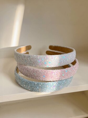 1/3pcs Glitter Headband, Sparkly Wide Hairband For Girl, Makeup Washing Fastening Hair Clip, Shiny Hair Accessories, Suitable For Daily, Casual, School Use