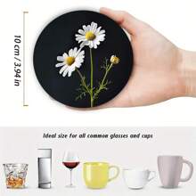 4pcs Colorful Floral Round Coasters, Colorful Printed Heat Insulation Mats, Vivid Butterfly Pattern Decor Coasters, Non-Slip Table Mats, Kitchen Supplies, Car Coasters, An Ideal Gift For Flower Lovers