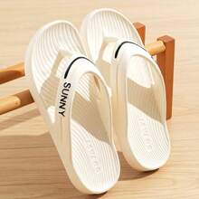 Plus Size Slipper Shoes With Thick Sole, Men's Summer 2025 New Beach Bathroom Outdoor Non-Slip Quiet No Odor Couple Flip Flops For Women Casual Wear - White - View 3