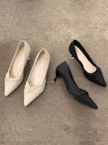 (Run Small By 1 Size) Beige Pointed Toe Women High Heel Shoes, Versatile Fit With Dresses, Slim Stiletto Heel, Low Vamp, Commuting & Work Fashion Shoes, Spring/Autumn