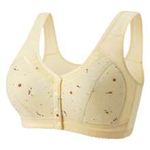 Women's Print Front Button Wireless Underwire-Free Lift Casual Seamless Bra, Plus Size - Champagne - View 4