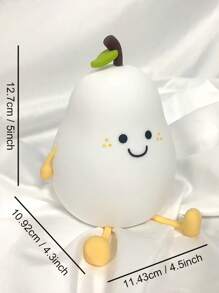 Luz lámpara de silicona con diseño de fruta de pera de dibujos animados, con 7 colores de luz diferentes para cambiar libremente, se puede usar como decoración de dormitorio, regalo lindo, regalo de fiesta, etc.