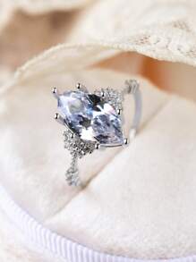 Anillo de compromiso de plata de ley 925 con un sencillo diamante, regalo para el amor, aniversario, San Valentín, bodas, fiestas y uso diario