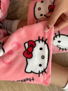 Sanrio Calça de Pijama de Flanela Confortável Hello Kitty Sanrio - Roupa de Dormir Rosa, Calça Casual para Casa, Calça de Flanela para Outono/Inverno, Adequada para Casais ou Amigos, Férias