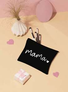 Printed With Letters Mama Multi Functional Canvas Bag, Makeup Bag - Lightweight And Odorless Polyester Travel Wash Bag,Portable Makeup Bag, Perfect Travel Organizer For Cosmetics And Stationery, Canvas Bag,Fashionable Multifunctional Makeup Bag, Mother Makeup Bag, Travel Essentials, Dormitory Supplies, Bathroom Storage, Jewelry Storage, Lip Oil And Cosmetics Storage Bag School Supplies Pouch Make Up Bag Holiday Essentials,Mother's Day Gift