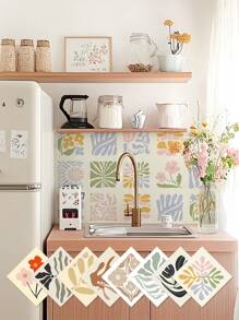 Autocollant de carreau de céramique floral vintage Matisse pour la cuisine, décalcomanie murale imperméable, cadeaux d'anniversaire, de remise des diplômes, décoration de chambre, décoration de maison, décoration murale de salle de bain, décoration de chambre à coucher, décoration de pièce, décoration de salon, décoration de maison, art mural de salon, papier peint autocollant, autocollants personnalisés, décoration de cuisine