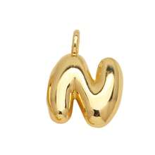 1入鑲嵌泡泡字母金鍍吊墜項鍊,26個字母供男女日常佩戴