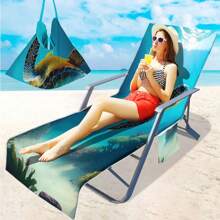 Housse de chaise de plage pliable pouvant être pliée en un sac à porter à l'épaule, avec des poches latérales pour ranger lunettes et téléphone. Convient pour les chaises de plage, serviettes, chaises de piscine et transats. Facile à transporter. Été, accessoires de voyage, vacances, décorations de salle de bain, essentiels de plage