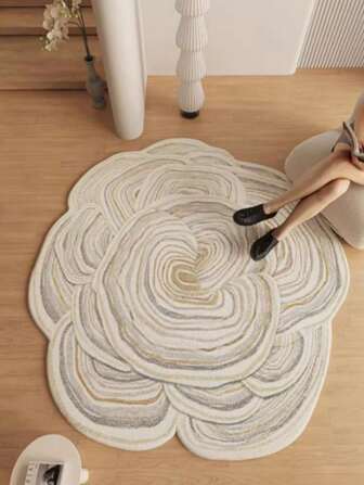 1 件柔软涤纶仿羊毛圆形地毯，饰有天空、海洋和鸟类图案，可机洗，防滑，高绒毛，适合卧室、客厅或书房装饰，舒适的客厅装饰