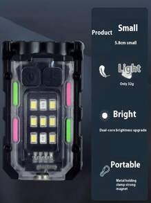 1PC Protable Bright Powerful Torch Light LED Multifunctional With Cap Clip Tail Magnt Work Light 400MAH EDC Mini Keychain Flashlight