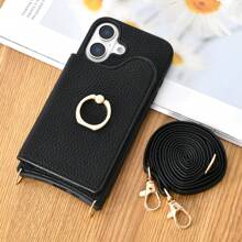 Phone Case With Detachable Strap, Wallet Style Protective Cover With Card Slots, Shock-Absorbing, Fashionable Crossbody Strap, Kickstand Function For Smart Phones Waterproof Anti-Fall Scratch Resistant Full Cover