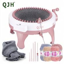 QJH 22-Needles / 48-Needles DIY Knitting Machine, Perfect For Weaving Scarf, Sweater, Hat & Sock Knitter, Ideal Gift For Handmade Knitting & Crochet Creative Art Handicraft Project - Pink - View 3