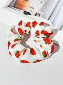 2pcs Cherry & Strawberry Fruit Print Hair Scrunchies, Sweet & Fashionable Hair Accessories For Ladies Hair Ties Scrunchy Hair Ties - 2pcs Cherry + Strawberry - View 2