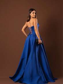 Elegant Strapless Graduation Party Dress Code 110 - Royal Blue - View 2