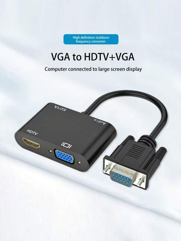VGA To HDTV + VGA Dual-Mode Converter, Perfectly Supports 1080P HD Video, Achieving Seamless Audio And Video Synchronous Output (Please Check The Details Before Purchasing)