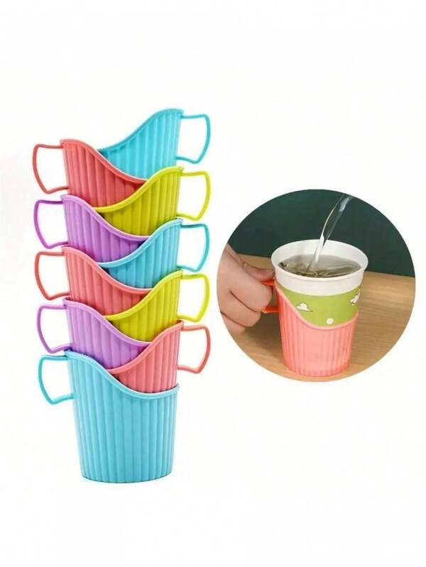 5/10 pièces Manchons de gobelets en papier jetables, manchons de gobelets en papier plissé en plastique épais, supports de gobelets isolants anti-brûlures pour le thé, pour la maison, le restaurant, le bureau, les accessoires de boissons pour les fêtes
