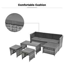 Flieks Lounge Set, Garden Furniture Set, Ratten Sofa, Seating Group, Patio Furniture, Grey - Grey - View 8