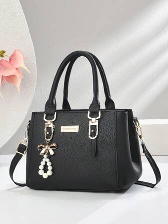 Women's Large Capacity Fashion Minimalist Tote Bag With Accessory Charm, Best Mother's Day Gifts Women