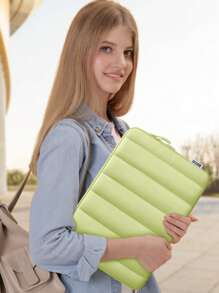 Puffy Laptop Sleeve Bag Compatible With MacBook Air Pro 13 14 Inch M1 M2 M3, Air 15 Inch M2 M3 2023, 13.5 14 15.6 IdeaPad ASUS Notebook, Lightweight And Waterproof Computer Bag,Green