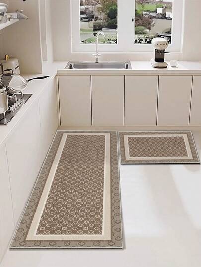 1 stuk bruine retro klavermotief keuken vloermat, antislip en vlekbestendig, geschikt voor kamerdecoratie, woonkamer, badkamer, slaapkamer tapijt, deurmat, vloerkleed en buitentapijt, gemaakt van polyestervezelmateriaal, gemakkelijk schoon te maken en machinewasbaar, geschikt voor alle seizoenen en feestdagen.