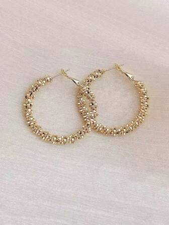 1 对经典大号圆形耳环，时尚欧式耳环，高品质优雅