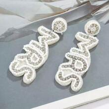 1 对婚礼派对手工字母和波西米亚串珠耳环，创意伴娘或新娘女士耳环配饰 - 婚禮耳環 - 查看 1