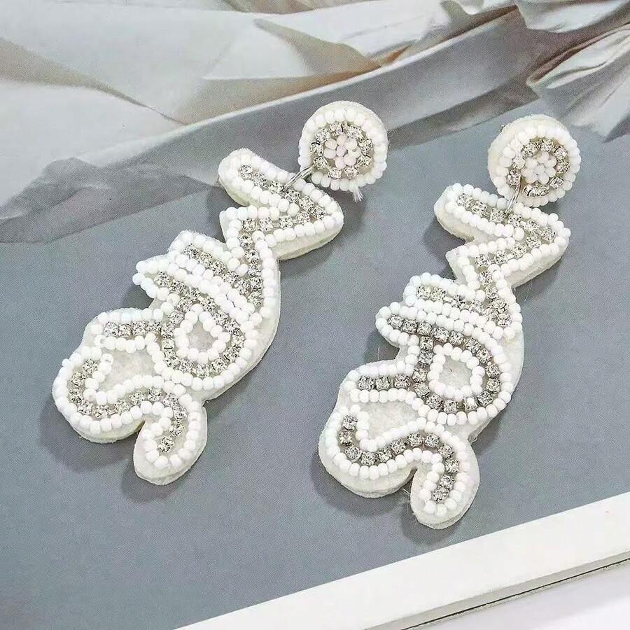 1 对婚礼派对手工字母和波西米亚串珠耳环，创意伴娘或新娘女士耳环配饰 - 婚禮耳環 - 查看 1