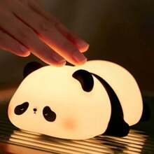 Cute Silicone Panda Night Light Room Decoration USB Charging Sensitive Tap Control Night - Multi-color light - View 3
