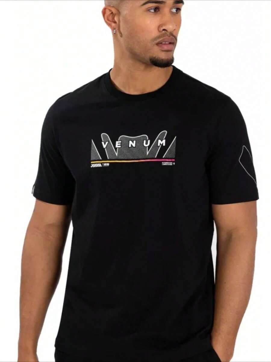 1 Pieza 220g 100% Algodón Venum Snake Print T-shirt Mma Jiu Jitsu B Champs - Negro - Ver 1