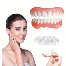 2 pezzi/set nuovo aggiornamento di denti finti per mascherina dentale superiore e inferiore, non porosi, decorazione per sorriso perfetto