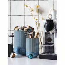 LE TAUCI Utensil Holder 7.3"+5.4" Ceramic Kitchen Utensil Holder For Countertop Large Cooking Utensil Crocks Gift For Mother's Day Costal Ocean Home Kitchen Decor Set Of 2 Glaze Marble Blue